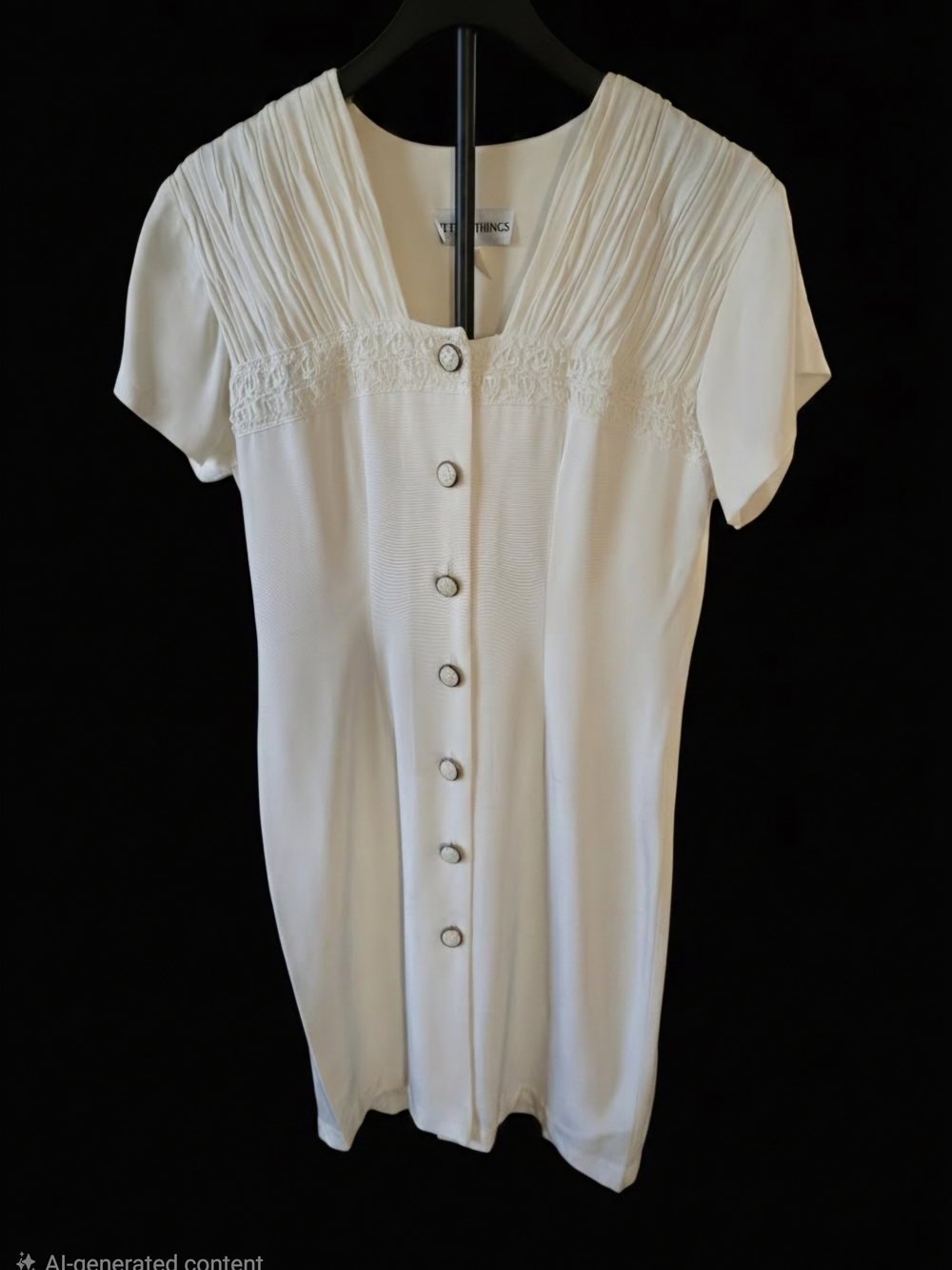 Vintage Betsy’s Things White Button-Up Midi Dress - Cottagecore/90s Aesthetic